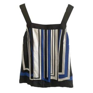 Ann Taylor Silk Black and White Graphic Boxy Tank Top Size 8